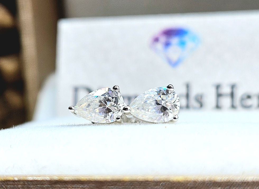 Miniatura: diamondshero.it orecchini earrings punto luce oro argento brillante diamante moissanite pera pear cut diamond silver
