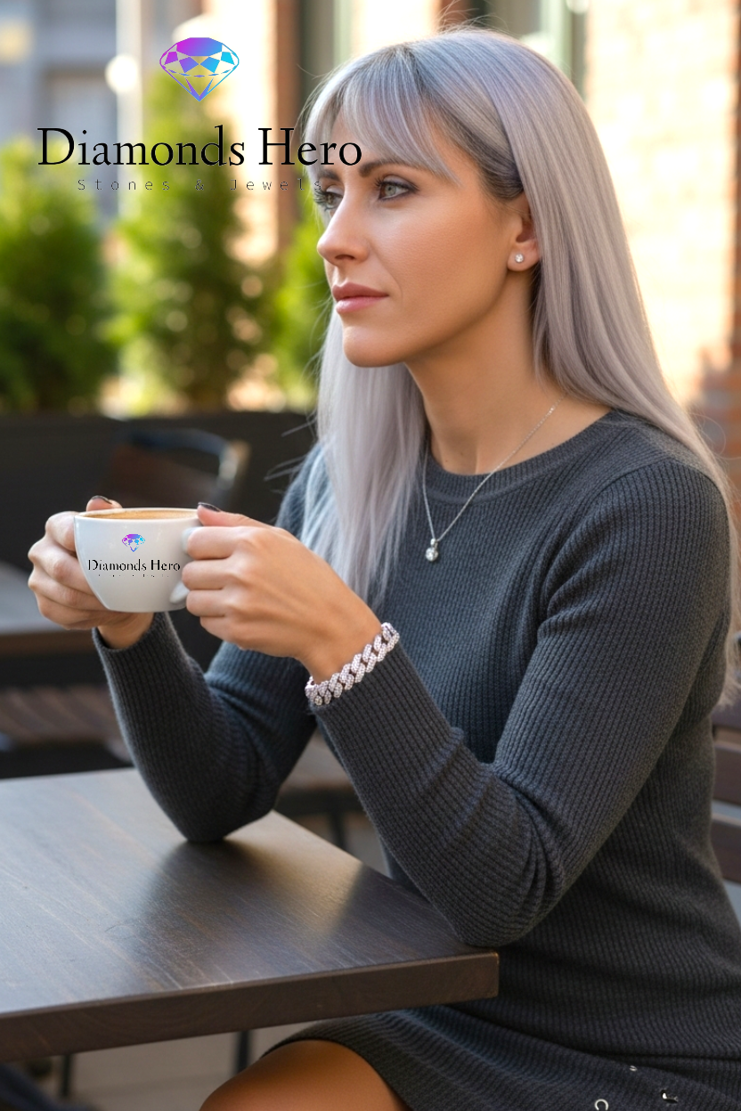 Miniatura: diamondshero.it bracciale tennis bracelet cuban chain moissanite oro argento brillante diamante diamond silver gold