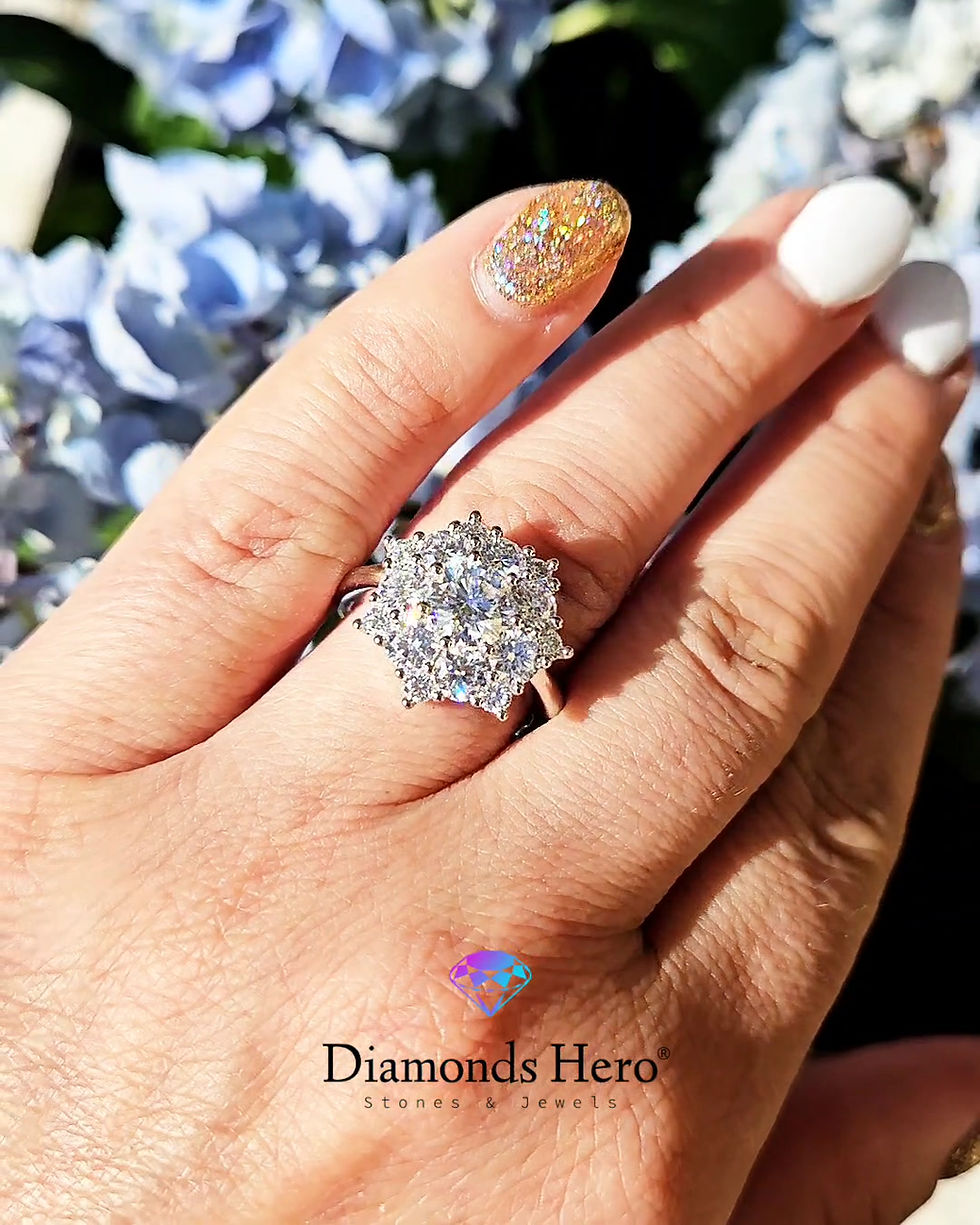 Miniatura: diamondshero.it anello solitario diamante moissanite taglio round cut ring silver gold diamond emerald