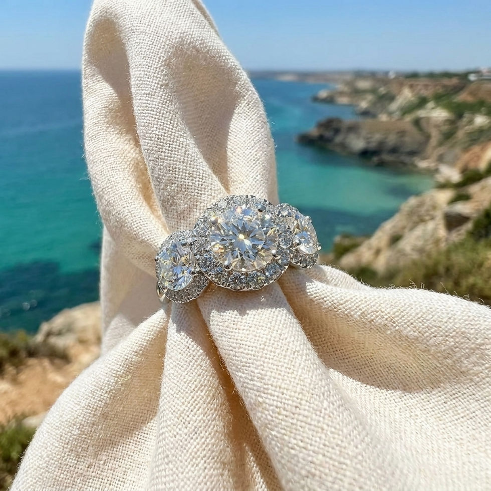 diamondshero.it anello trilogy diamante moissanite taglio round cut ring silver gold diamond