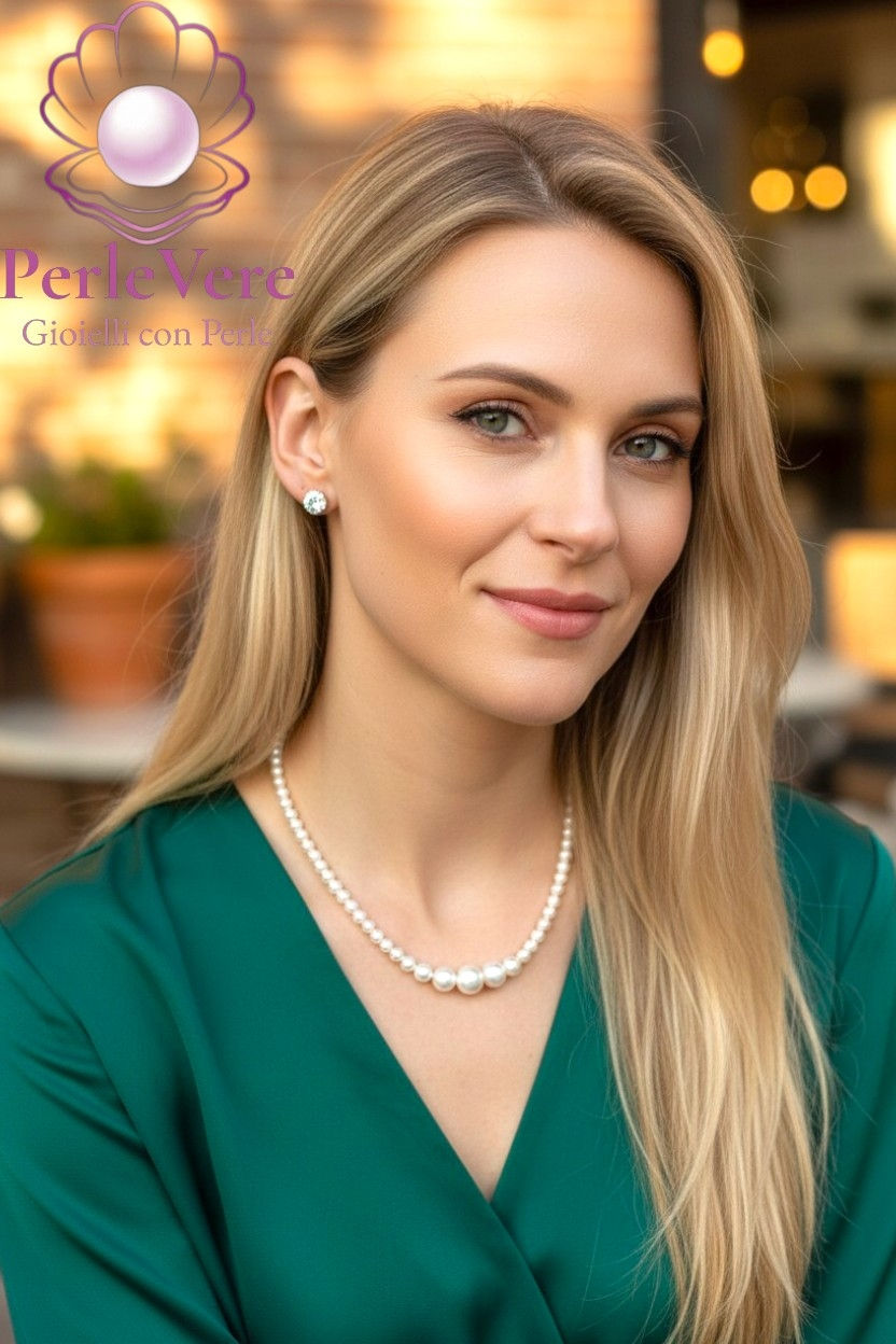 perlevere.it collana di perle degradé acqua dolce indossata freshwater pearls necklace
