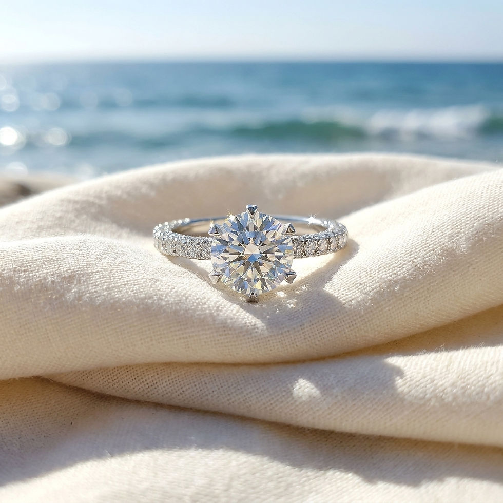 Miniatura: diamondshero.it anello solitario diamante moissanite taglio round cut ring silver gold diamond