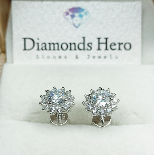 Orecchini A Bottone Solitario In Moissanite TW Da 400 Ct Oro - Foto 3