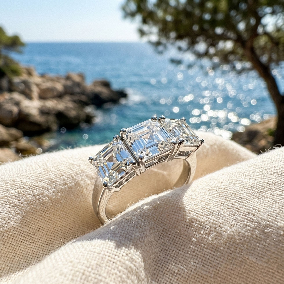 diamondshero.it anello trilogy indossato diamante moissanite taglio asscher cut ring silver gold diamond