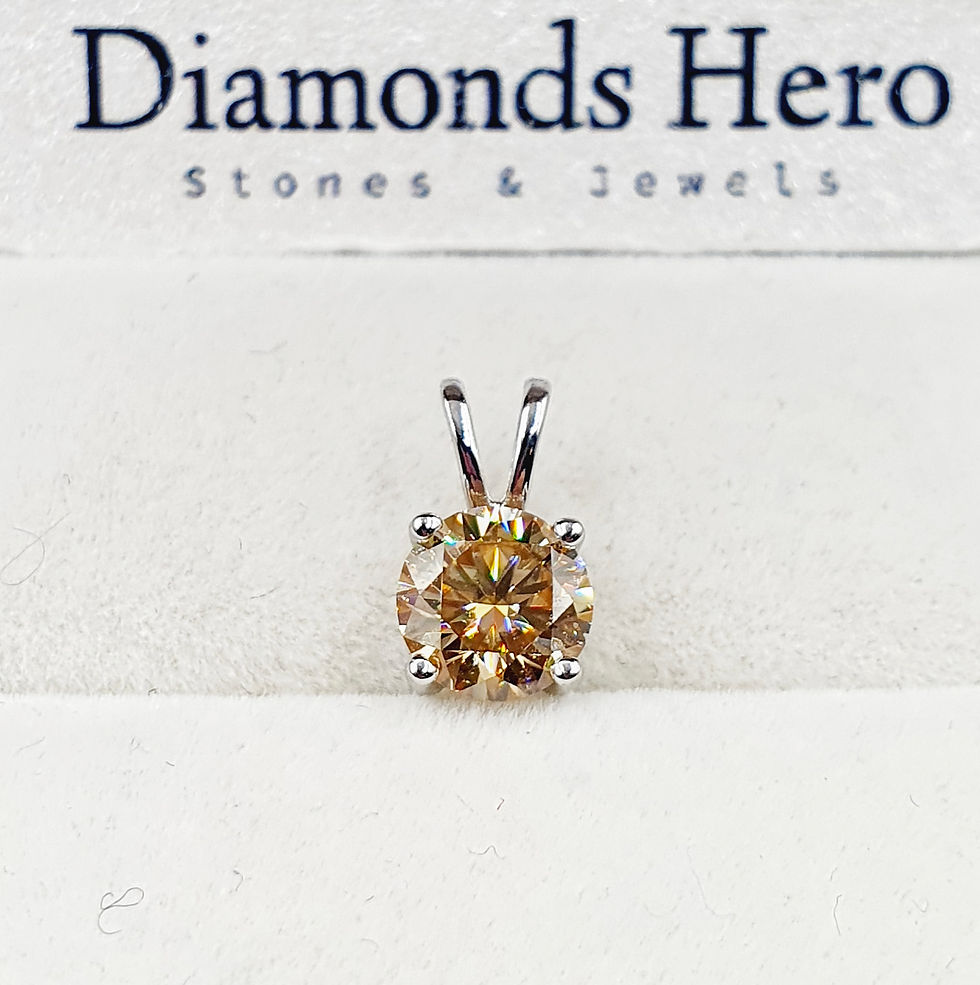 Miniatura: diamondshero.it pendente punto luce oro argento brillante diamante moissanite giallo diamond yellow champagne pendant silver