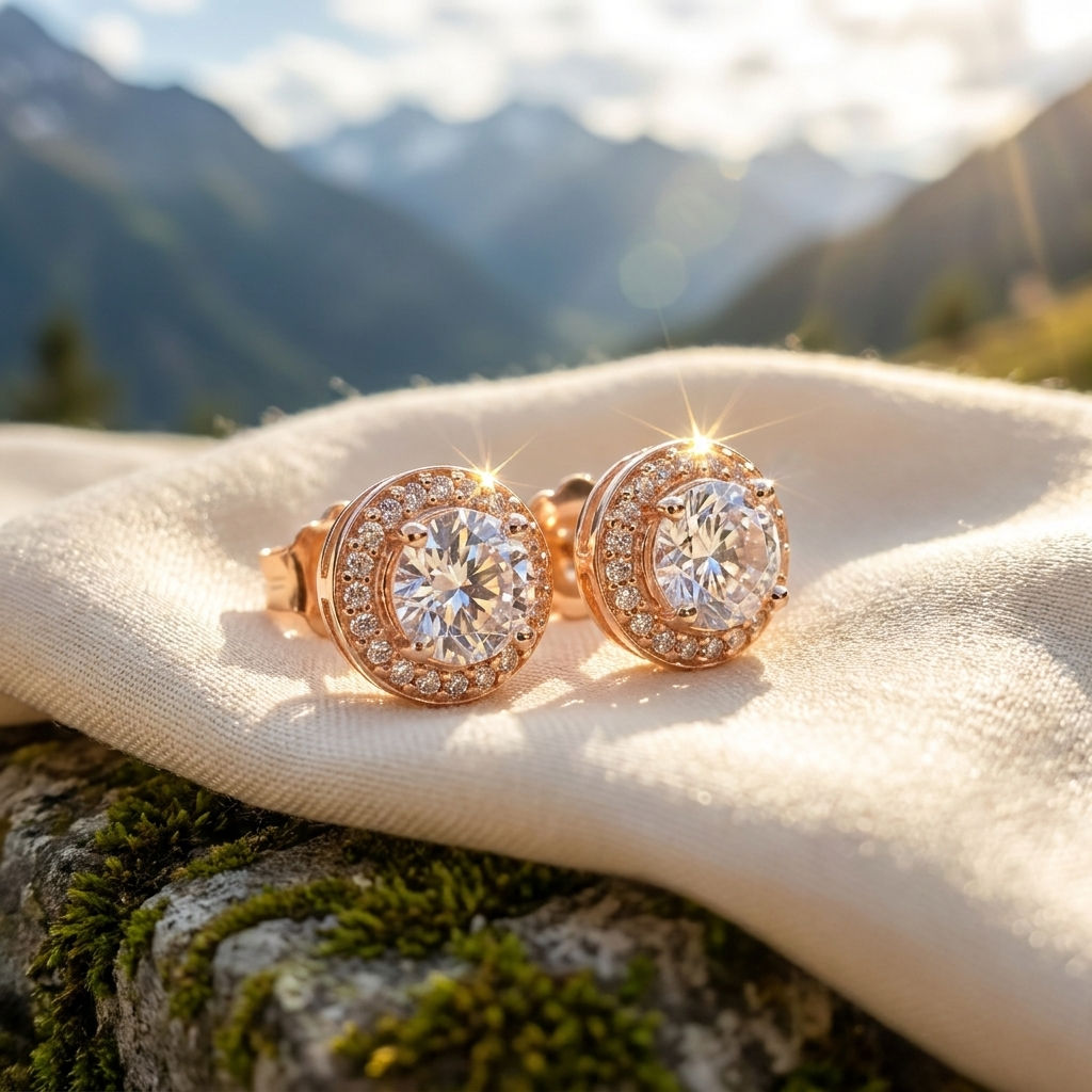 orecchini earrings punto luce oro argento brillante diamante moissanite diamond silver