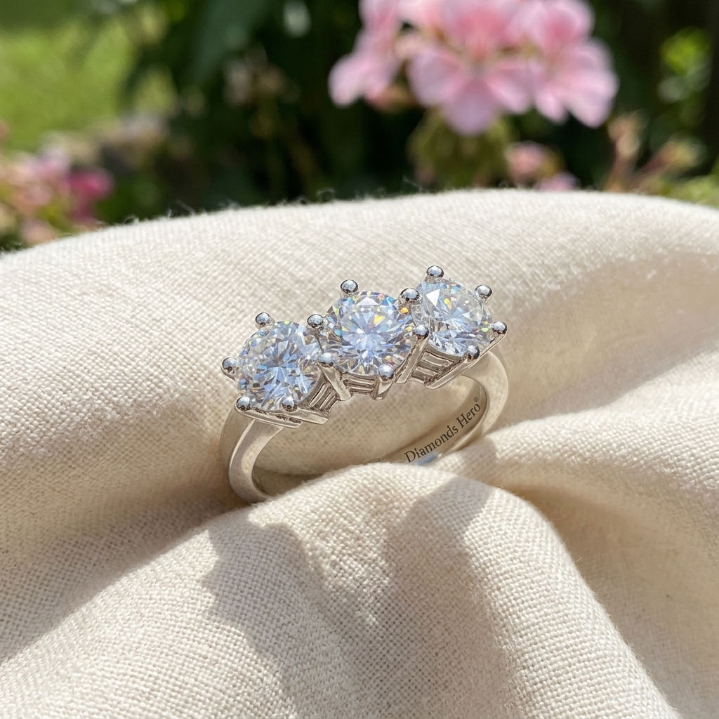 diamondshero.it anello trilogy argento oro moissanite diamante diamond silver gold ring