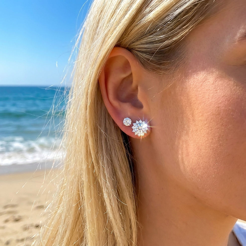 Miniatura: diamondshero.it orecchini earrings punto luce oro argento brillante diamante moissanite diamond  silver