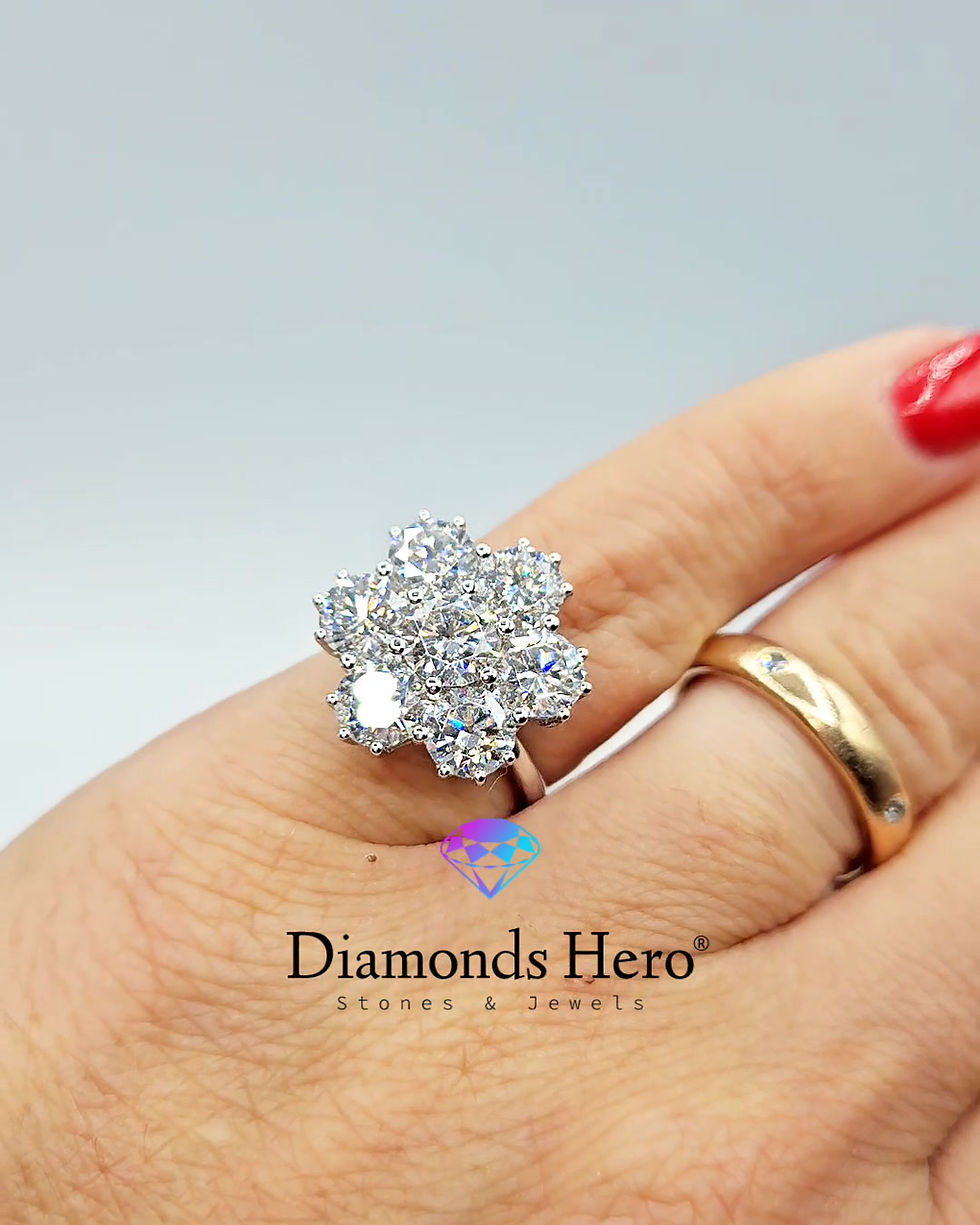 Miniatura: diamondshero.it anello solitario pavé argento oro moissanite diamante diamond silver gold ring