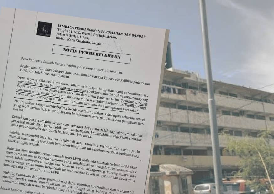 Lebih 1 000 Penghuni Rumah Pangsa Tanjung Aru Terima Notis Minta Penjelasan
