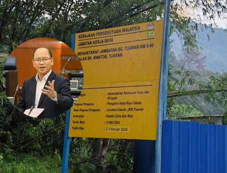 Madius Persoal KKDW Status Pembinaan Jambatan SK Mantob, Jalan Tebobon Kiulu yang masih belum siap