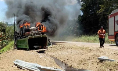 Lori 10 Tan Hilang Kawalan, Terbalik dan Terbakar – Pemandu 55 Tahun Maut