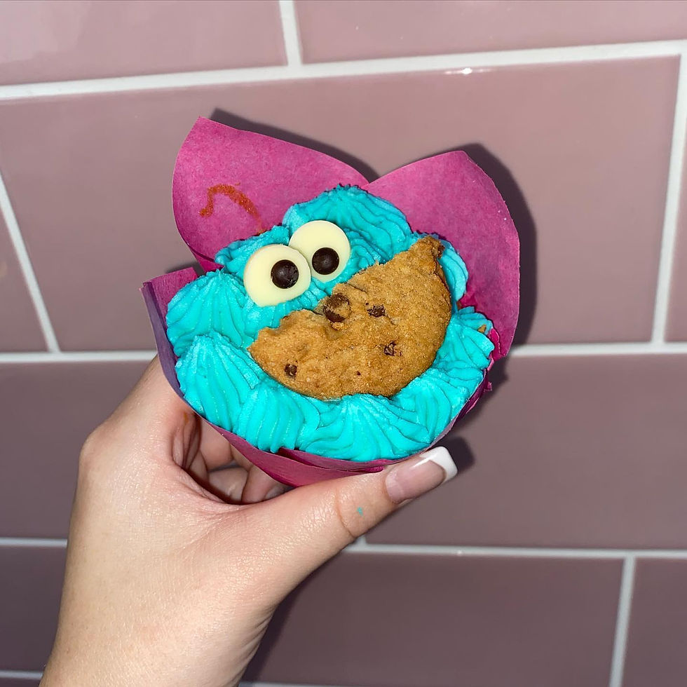 Vanilla Cupcake Cookie Monster