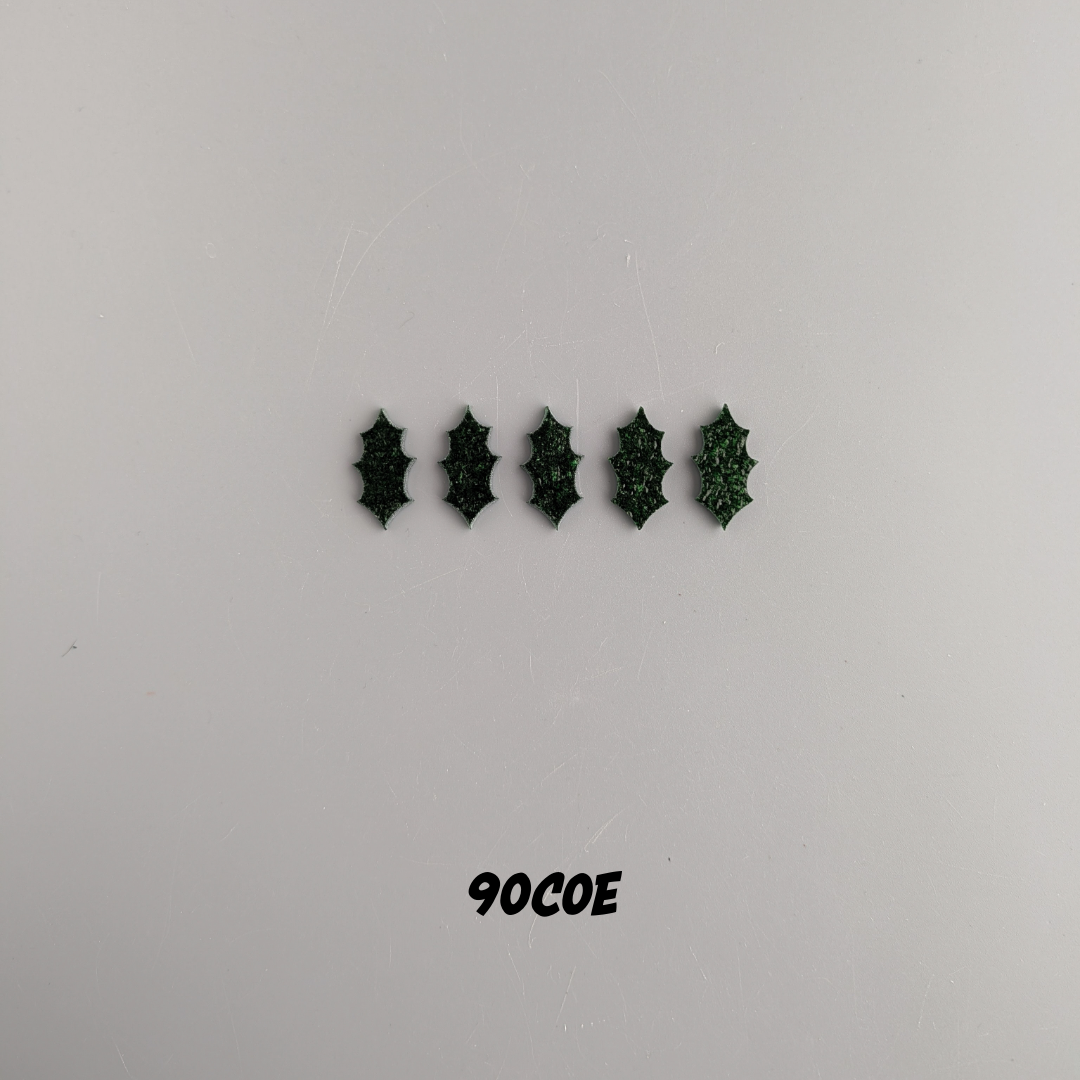 90 COE 1" Holly 5-Pack Precut Glass Shapes