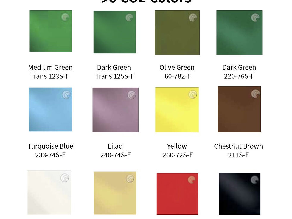 Picture of the colors available for 96 COE