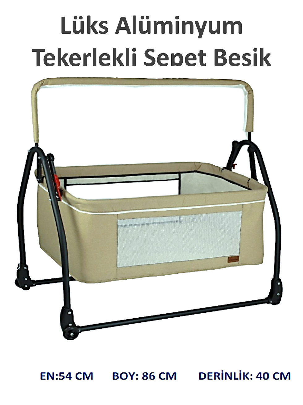 Küçük resim: Keten Fileli Tüllü Alüminyum Katlanır Portatif Sallanır Anne Yanı Beşik Sepet Be