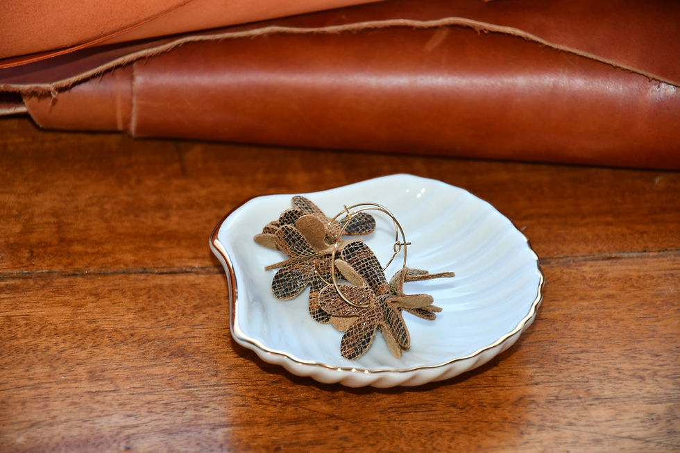 Boucle d'oreilles Florette automne Leopard Brown Black