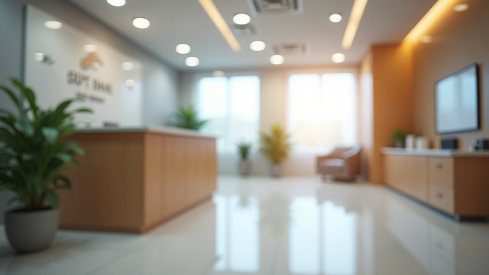 Eye-level view of a dental clinic reception area