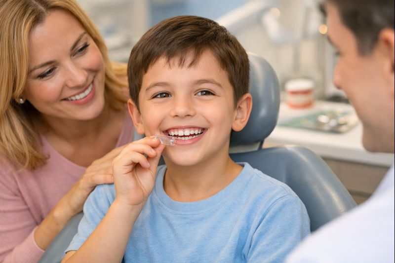 A Teenager removing his Invisalign