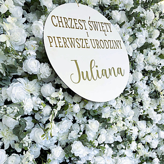 Ścianka kwiatowa White Roses WB 003 - chrzciny dekoracja
