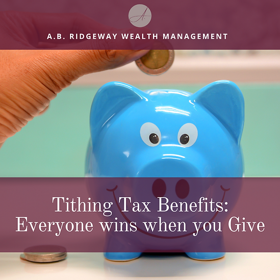 christian finance investor putting money in a blue piggy bank for tithing