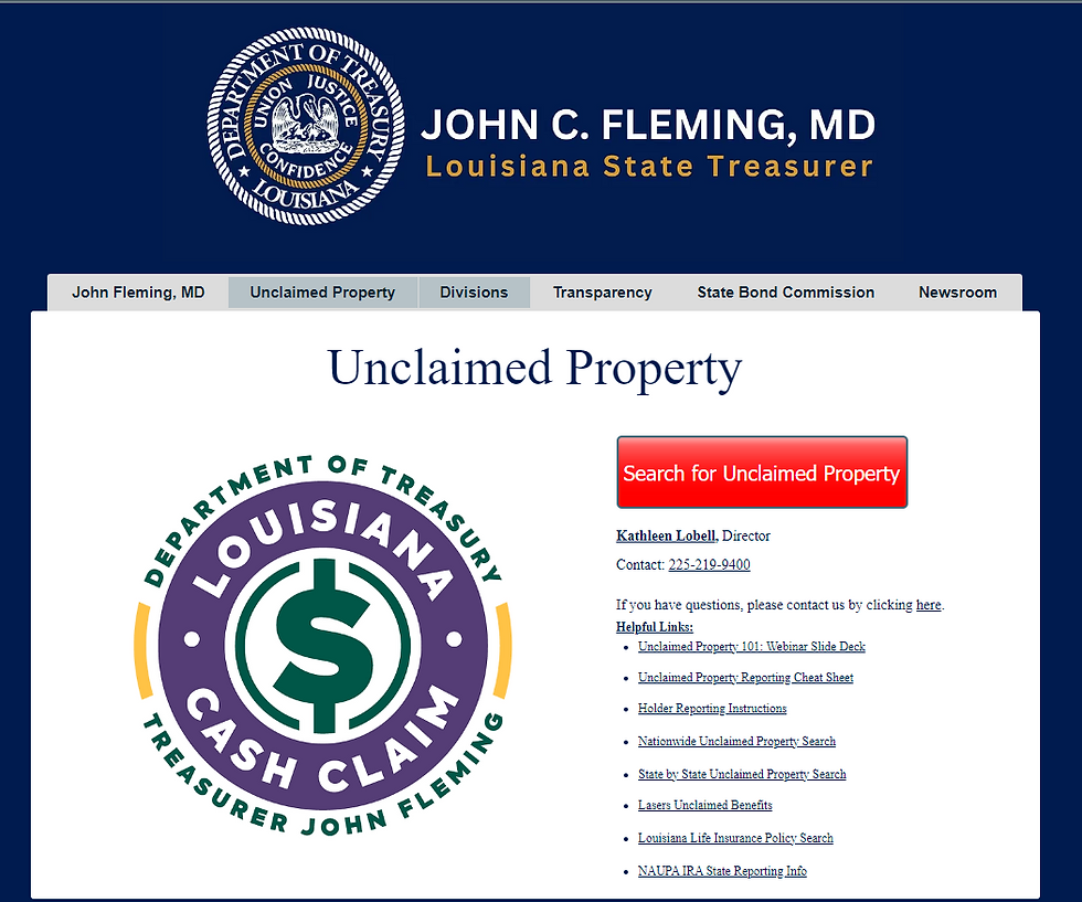 Unclaimed Property Louisiana