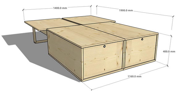 Aménagement amovible bois pour utilitaire pack essentiel tiny trip