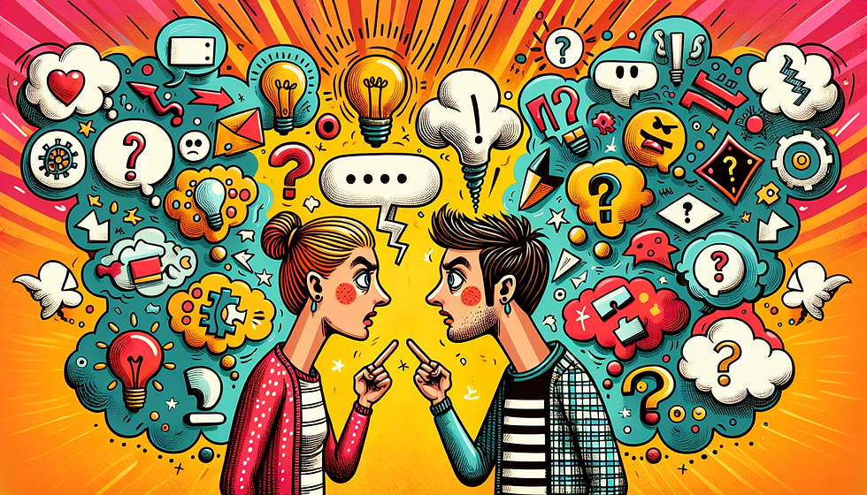 An illustration of a man and a woman arguing.