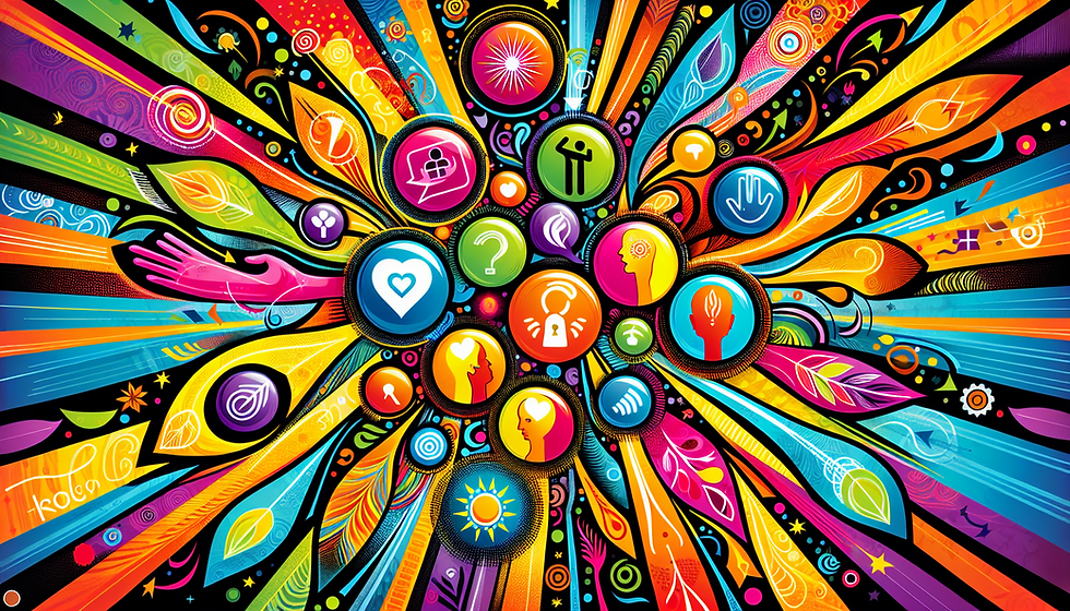 An illustration depicting different icons that represent healthy communication.