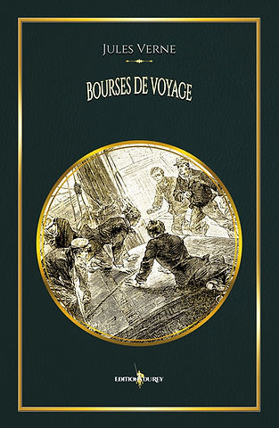 Couverture du roman Bourses de voyage de Jules Verne, illustration de jeunes hommes travaillant sur le pont d’un navire, scène maritime.
