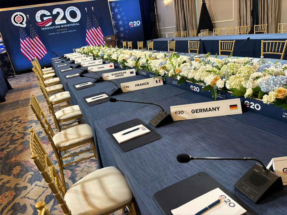 Push-to-talk conference microphones provided by Conference Rental for the G20 Innovation Ministerial