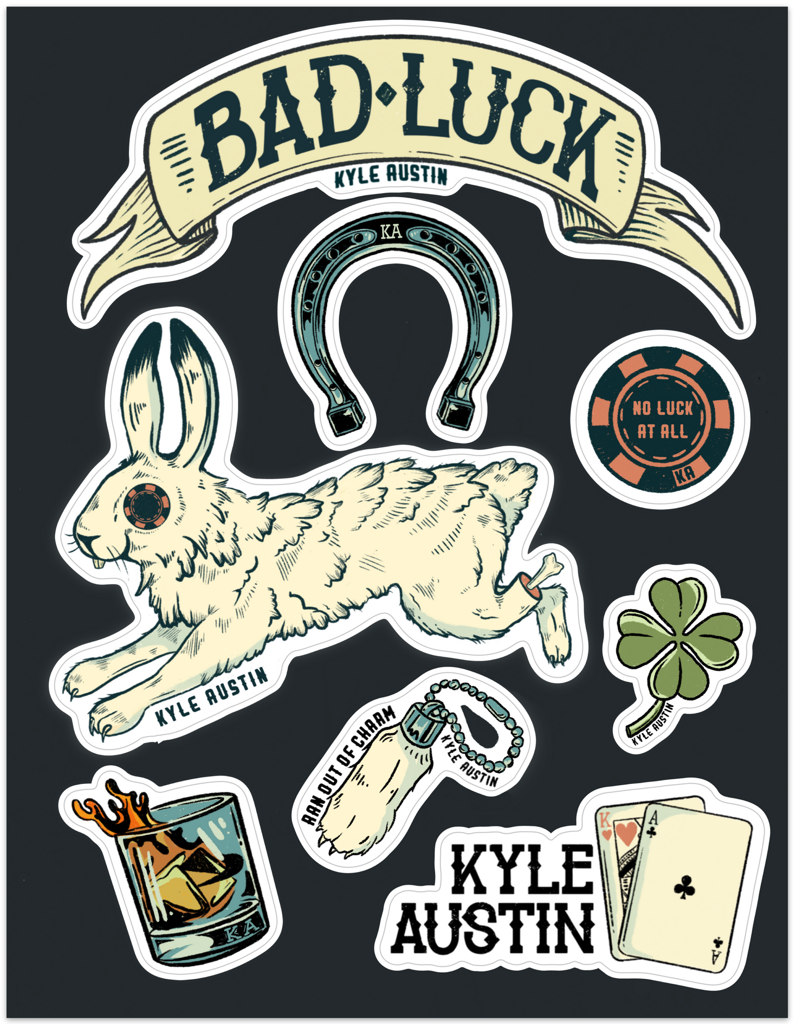 Kyle Austin Bad Luck Sticker Sheet