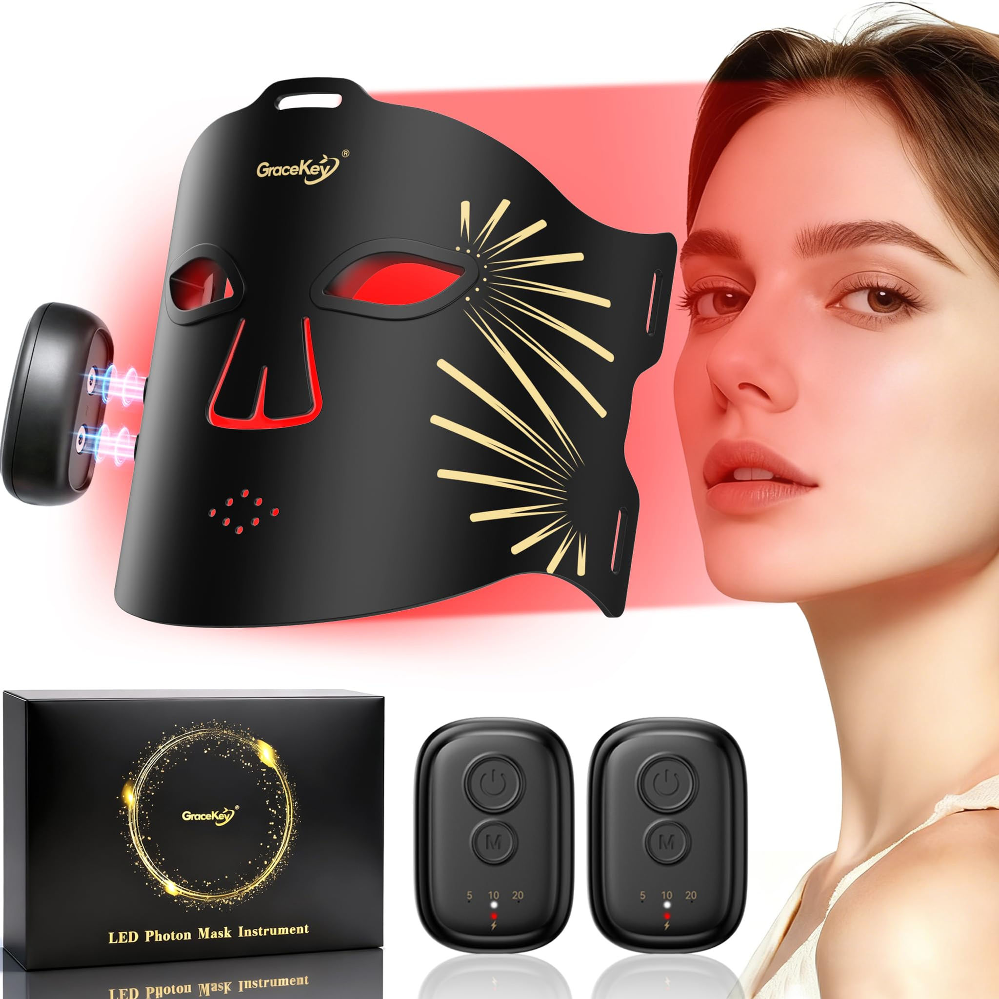 HSA FSA Red Light Therapy for Face, 4-in-1 Colors LED Facial Light Therapy Ma...