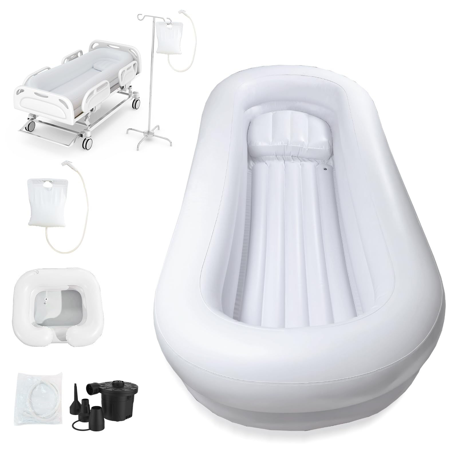 SMLXLXX,Bedside Shower Bath Kit,Inflatable Bed Bath,Medical grade PVC Bedside...