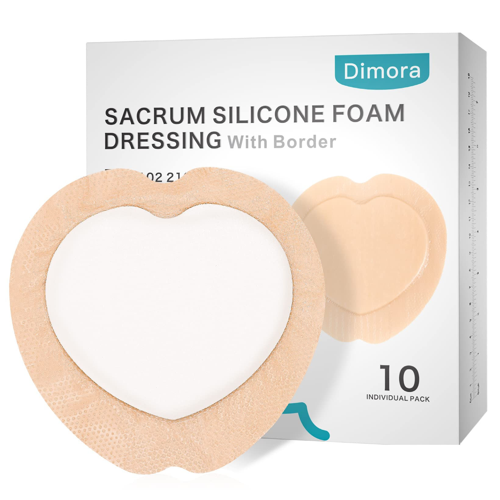 Dimora 10 Pack Wound Dressing Sacrum Foam Bandages Silicone Adhesive Border 7...