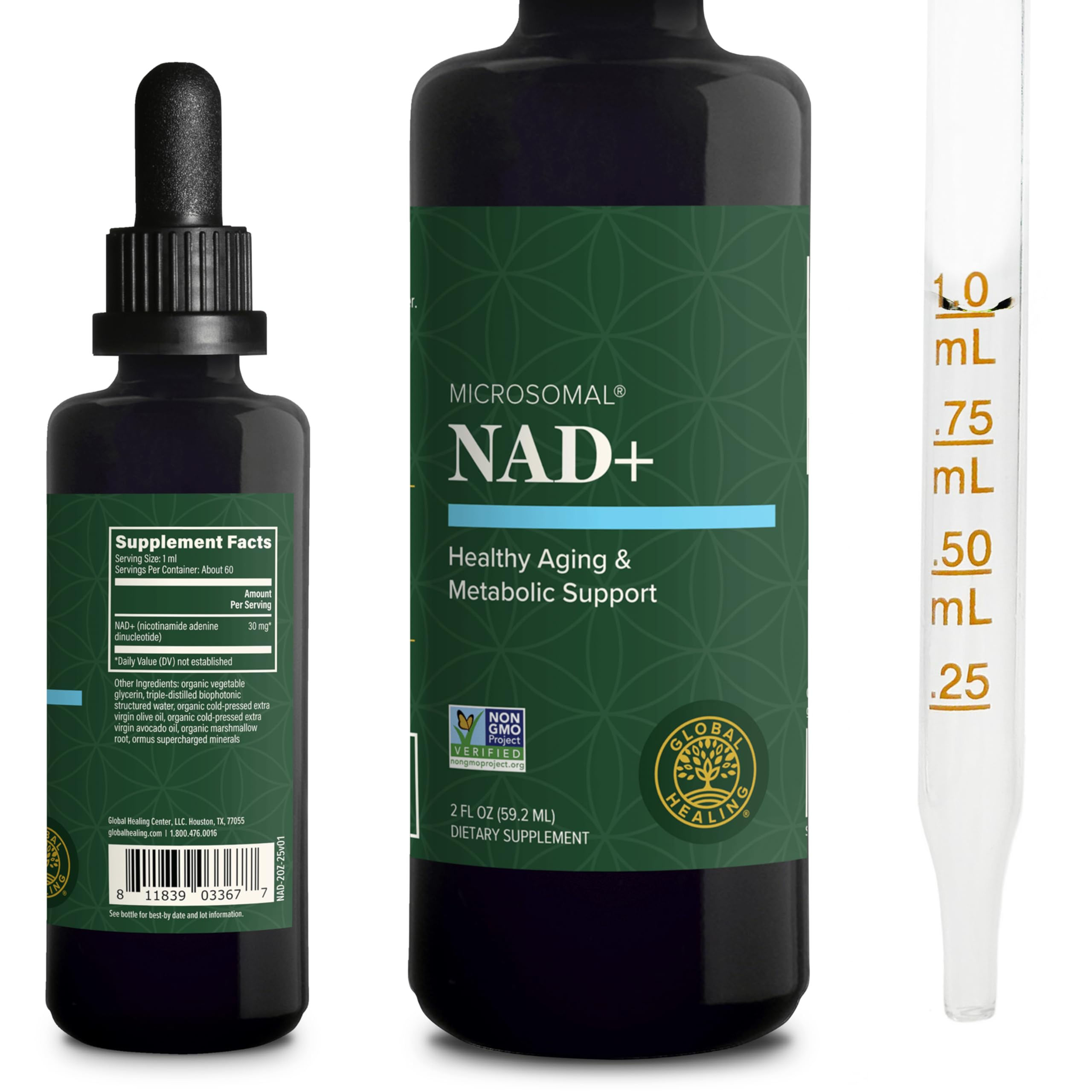 Global Healing Premium NAD+ Liquid Supplement - Sublingual NAD Drops - Liposo...