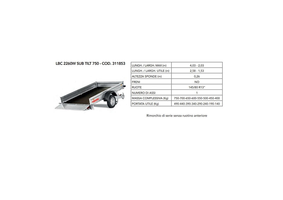 Miniatura: Rimorchio Ellebi COD. 311853 (LBC 2260W SUB TILT 750)