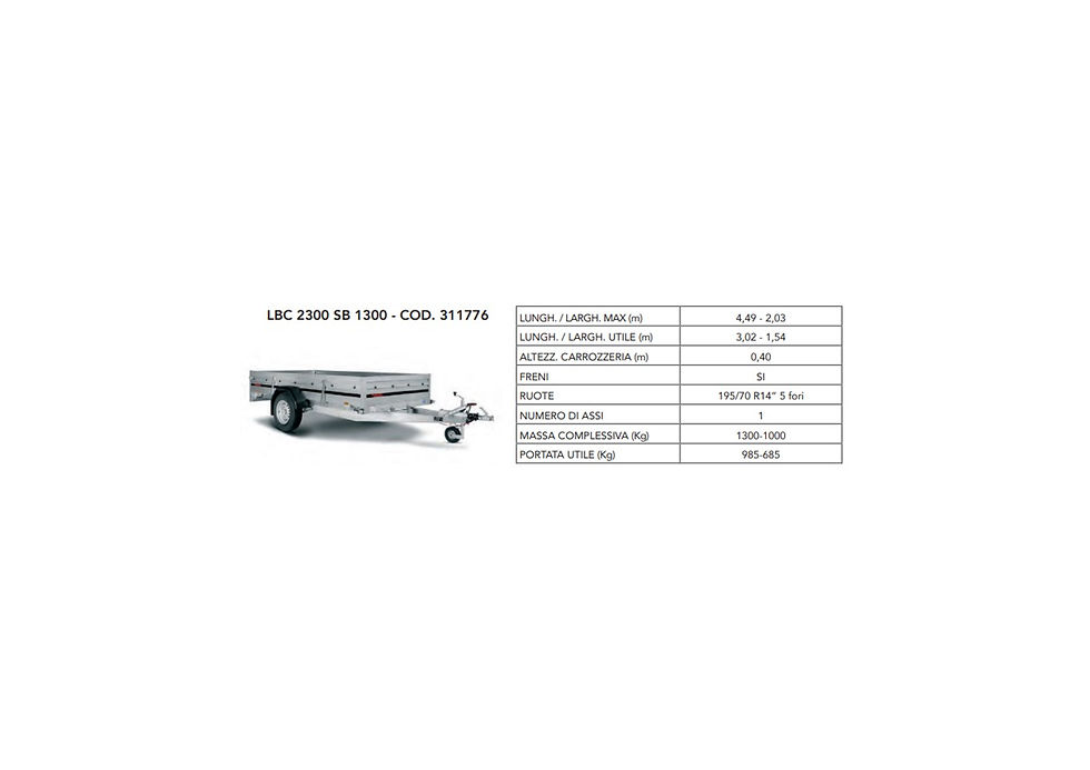 Miniatura: Rimorchio Ellebi COD. 311776 (LBC 2300 SB 1300)