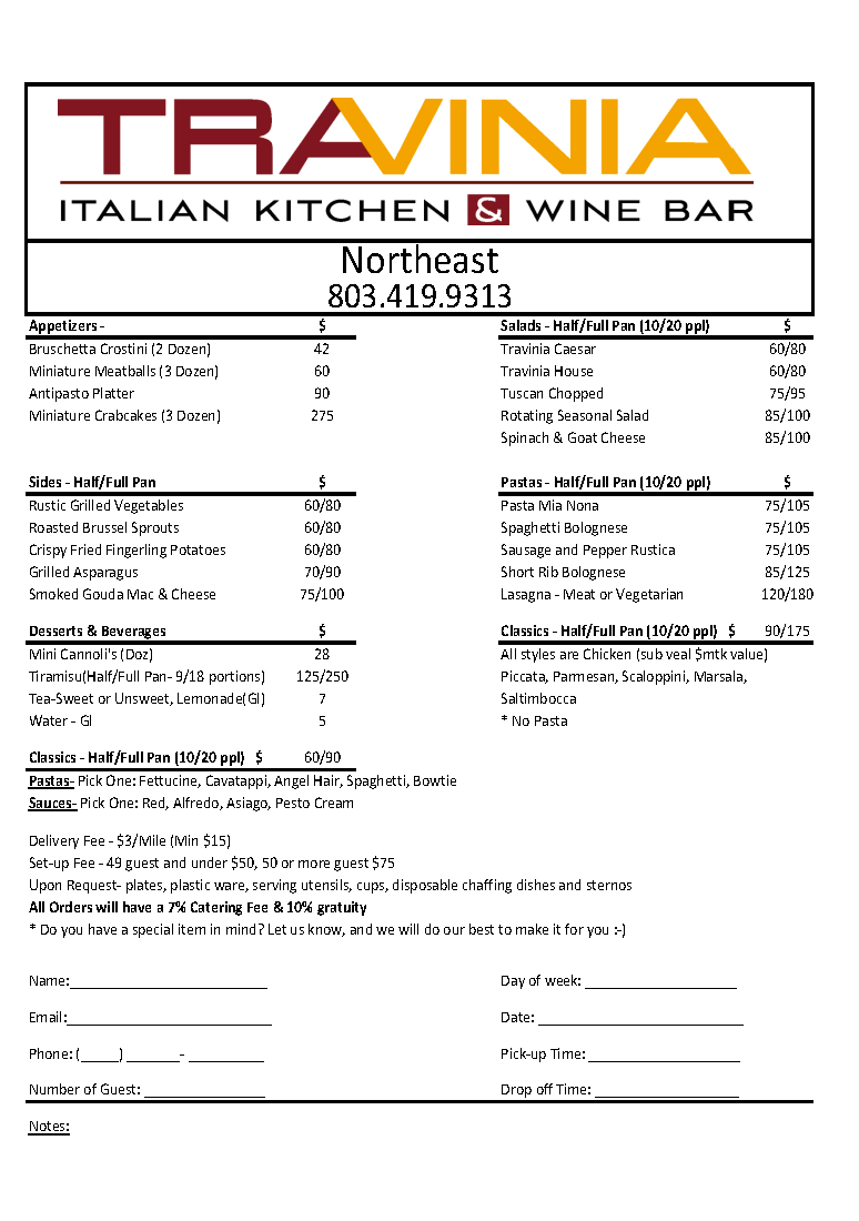 Catering Form