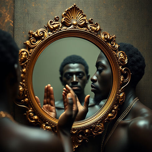black human transforming to greater self looking in mirror.jpg