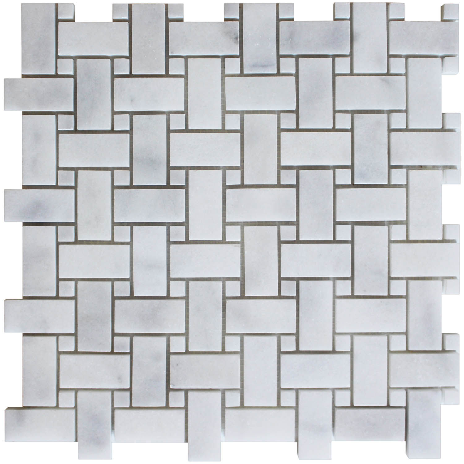 Milas White Basket Weave Honed Mosaic