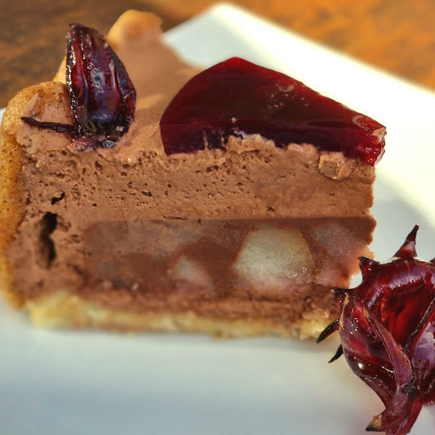Miniature : PSSST ! Pâtisserie sans gluten, sans lactose, sans soja - Charlotte poire chocolat à l'hibiscus