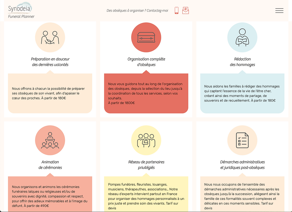 ikken studio - céline dutel - Graphisme, identité visuelle, site internet, support de communication - Site Synodeia - Christelle ACCARD - Funeral planner