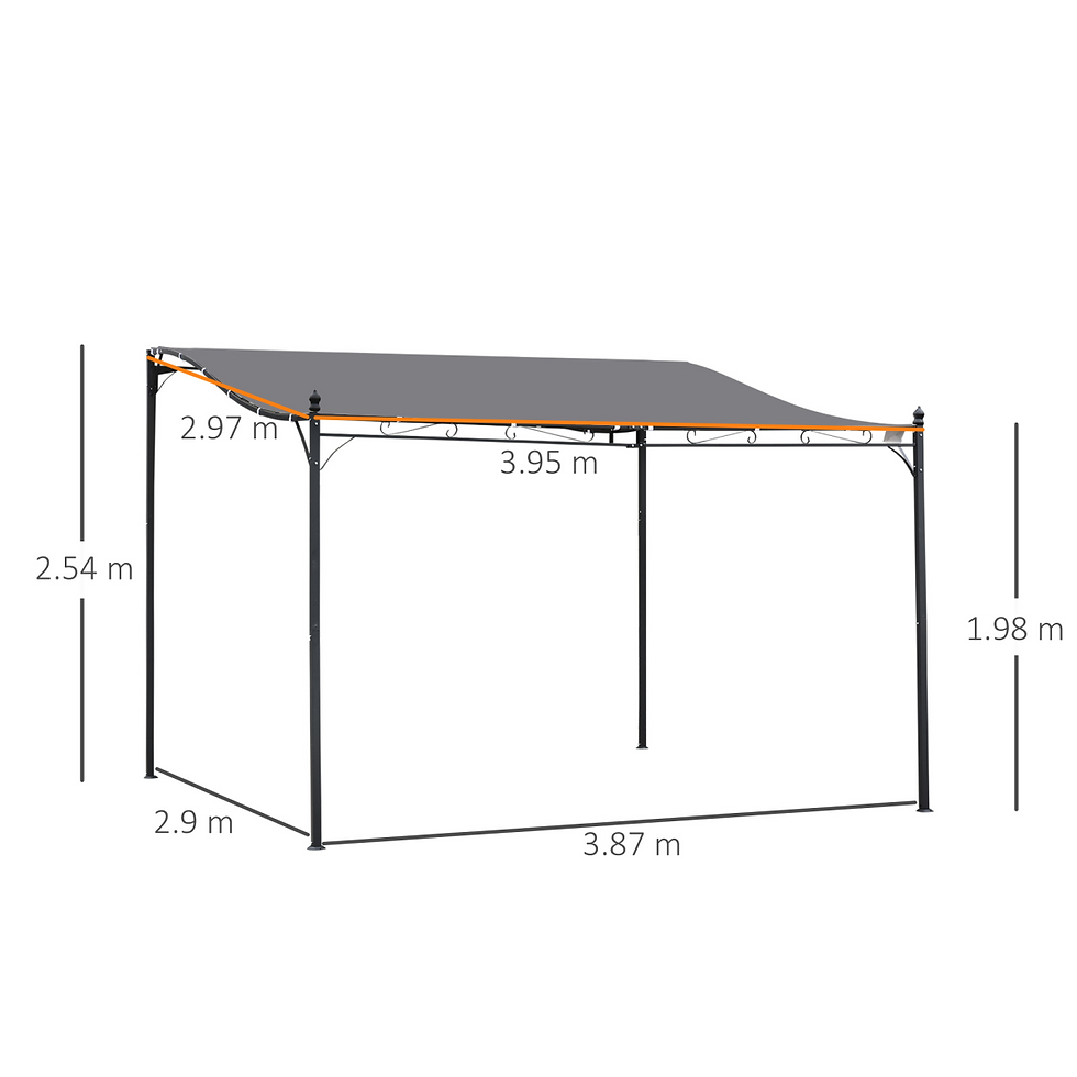 Thumbnail: 4x3 M Canopy Metal Wall Gazebo  Grey