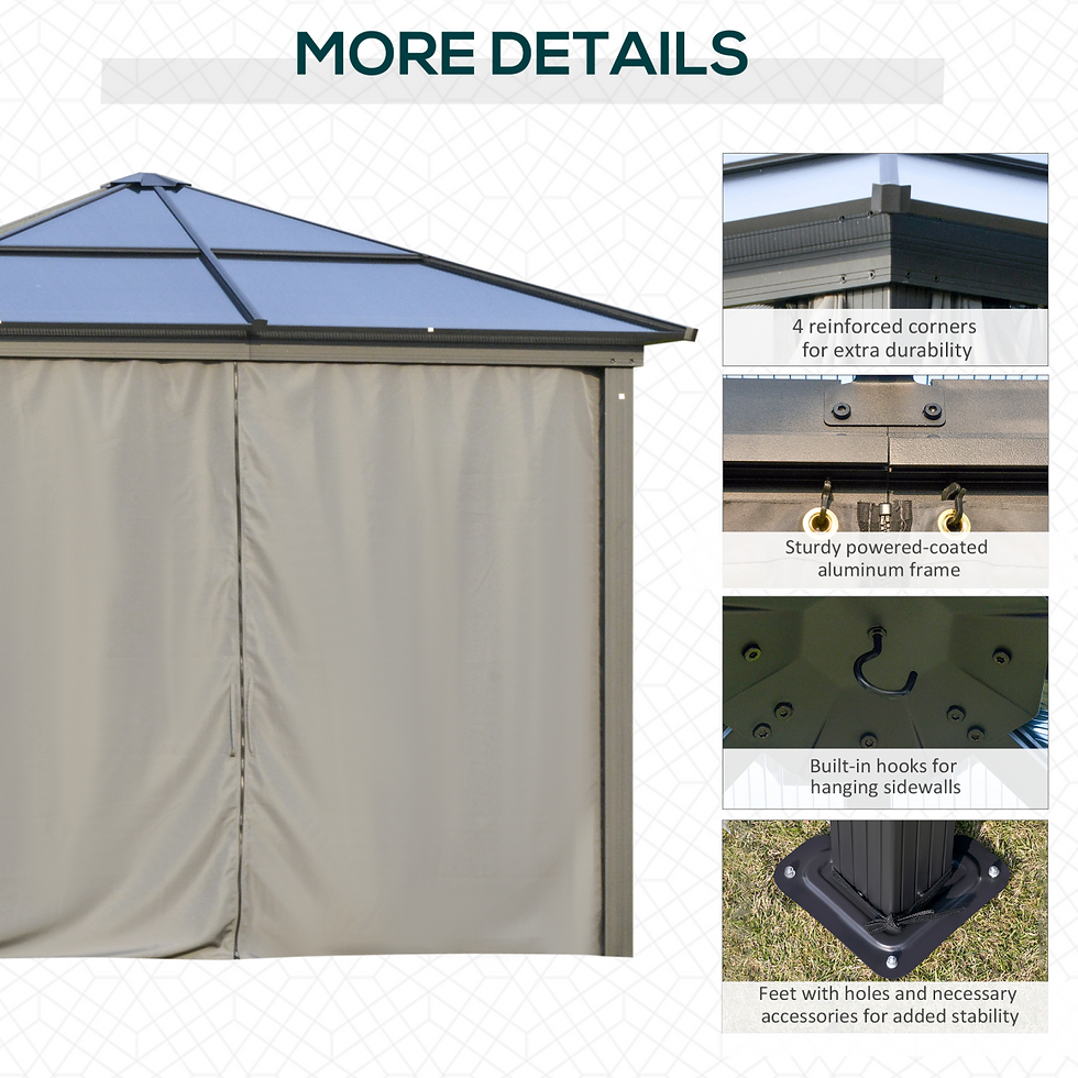 Thumbnail: PC Aluminium Hardtop Gazebo with Curtains and Netting 3 x 3m