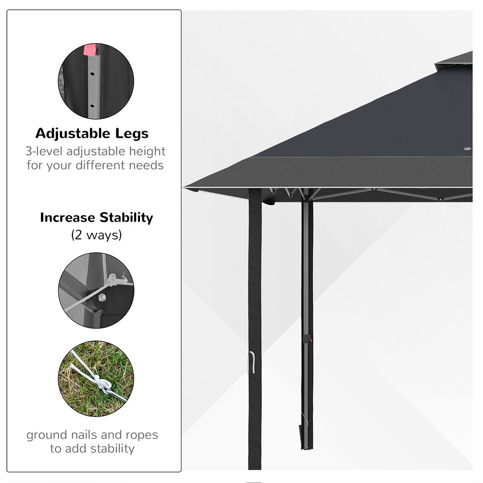 Thumbnail: 4 x 4m Outdoor Pop-Up Canopy Tent Gazebo Adjustable Legs Bag Grey