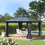 Thumbnail: 4x3.6m Aluminium Hardtop Gazebo Canopy w/ Polycarbonate Top, Curtains Outsunny