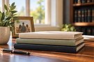 Sunlit Home Office Book Stack.png
