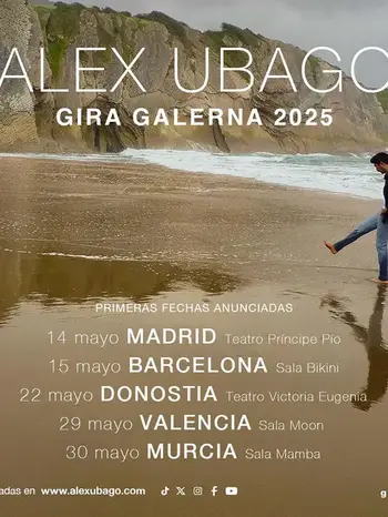 Álex Ubago regresa con su gira 'Galerna 2025' y pasará por Madrid, Barcelona, Donostia y más.