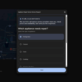 Appliance Repair Service Service Request - Step 1 Which appliance needs repair?